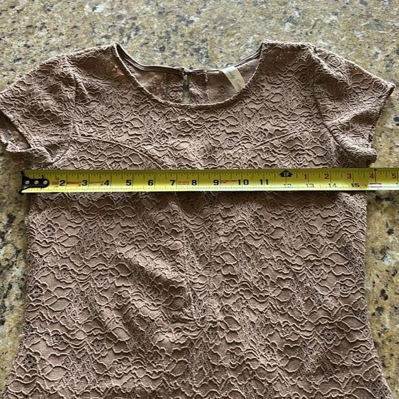 Lovely day brown beige eyelet Crochet Lace Stretch Dress Sz Small‎ - Picture 8 of 10